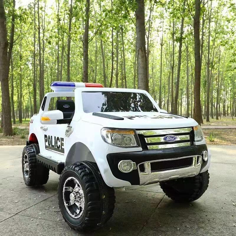 12V Ford Ranger Style Police Truck with Remote Control, Sound System, Lights & More! (White) Ride On Cars FREDDO 