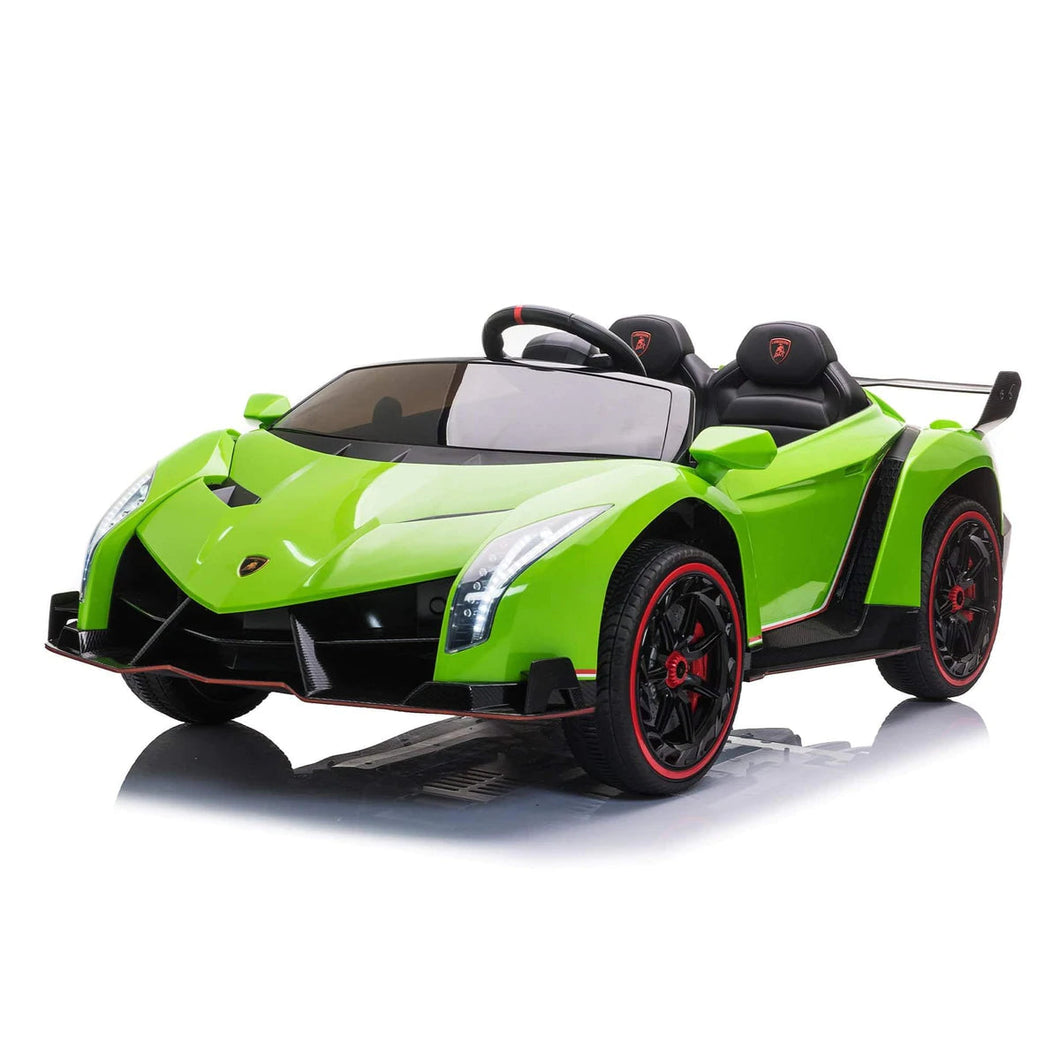 24V Large Two seater 4x4 Lamborghini Veneno with upgraded Leather Seats, Eva Rubber Tires, LED Lights, Sound System, Remote Control & More! (Green) Ride On Cars FREDDO 