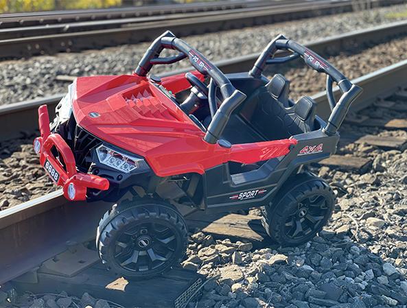 12V UTV Style with Parental Remote Control, Dual Motors, Music & LED Lights & More! Red Ride On Cars FREDDO 