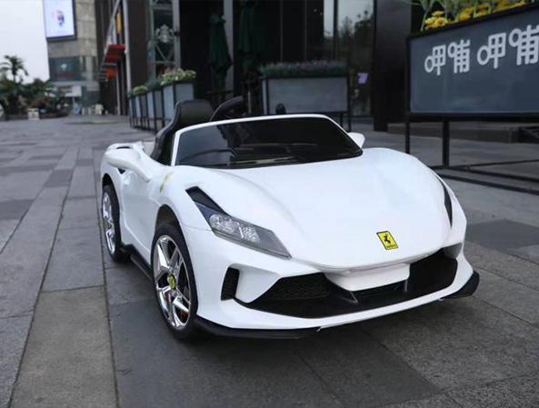 12V Ferrari F8 Style with Parental Remote Control, Dual Motors, LED Lights & more! (White) Ride On Cars FREDDO 