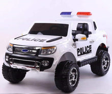 Load image into Gallery viewer, 12V Ford Ranger Style Police Truck with Remote Control, Sound System, Lights &amp; More! (White) Ride On Cars FREDDO 

