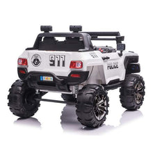 Load image into Gallery viewer, POLICE TRUCK 2 SEATER WITH REMOTE CONTROL, SOUND SYSTEM, LED LIGHTS &amp; MORE! 12V (WHITE ) Ride On Cars FREDDO 
