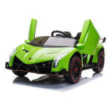 Load image into Gallery viewer, 24V Large Two seater 4x4 Lamborghini Veneno with upgraded Leather Seats, Eva Rubber Tires, LED Lights, Sound System, Remote Control &amp; More! (Green) Ride On Cars FREDDO 
