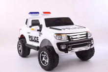 Load image into Gallery viewer, 12V Ford Ranger Style Police Truck with Remote Control, Sound System, Lights &amp; More! (White) Ride On Cars FREDDO 
